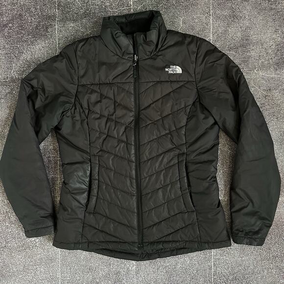 The North Face Jackets & Blazers - Women's The North Face Black White Logo Insulated Zip Up Puffer Coat Jacket Sz M